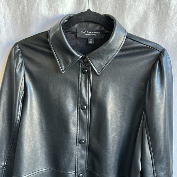 Marc New York black vegan leather super soft shirt jacket, size M - Picture 2 of 10